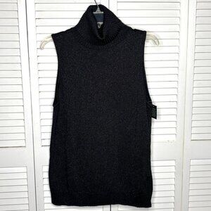 Ralph Lauren Jeans Company Black SHIMMER KNIT Sleeveless Turtleneck Sweater XL